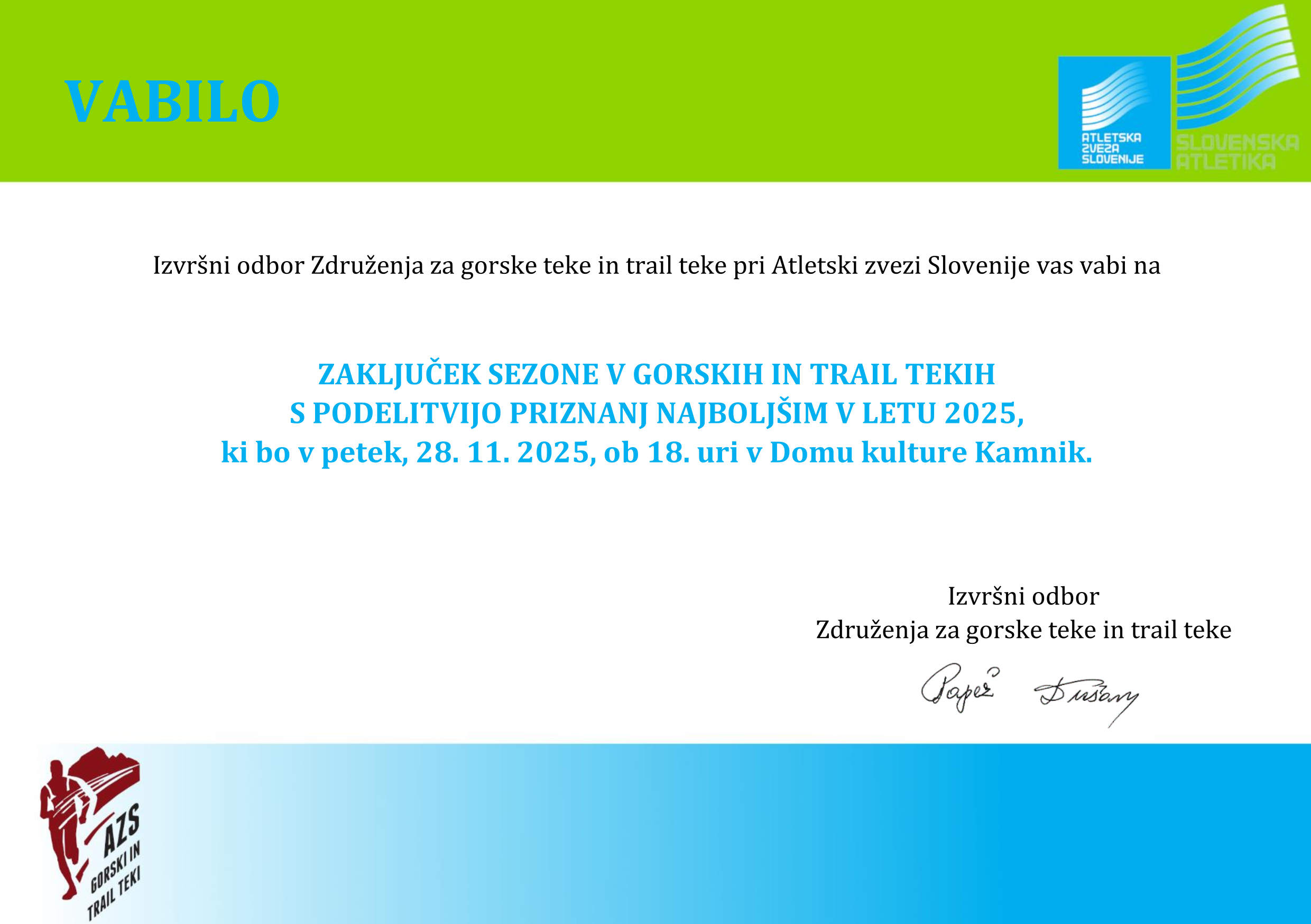 Zaključna prireditev v gorskih in trail tekih